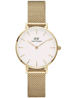 New ✔️ Daniel Wellington Petite 28 Evergold White Dial Gold Stainless Steel Quartz ⌚ Watch 🥰