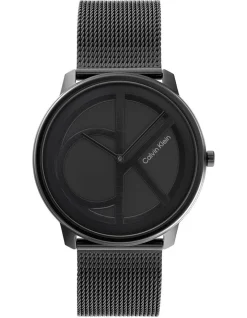 Buy 👏 Calvin Klein Iconic Mesh 40mm Ionic Plated Black Steel ⌚ Watch 25200028 🌟