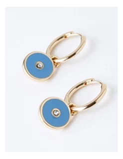 Coupon 👏 Basque Mini Enamel Disc Earring In Blue 🎁