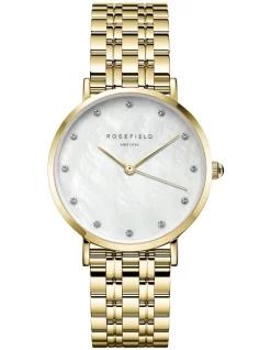 Flash Sale ๐ Rosefield Upper East Side ๐ฉ Mother Of Pearl Dial And Crystal Indices Gold Bracelet โ Watch ๐