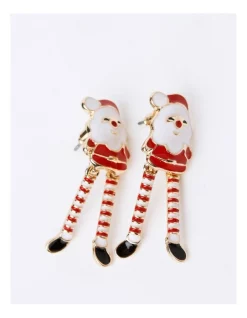 Best Sale π Design Studio Swinging Santa Drop Earring In Red π€©