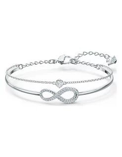 Budget 🔥 Swarovski Infinity Rose Rhodium Plated Bangle ⭐