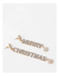 New π Design Studio Merry β Christmas Drop Earring In Gold π