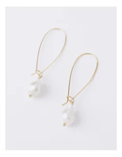 Best Sale ✨ Basque Irregular Pearl Fine Drop Earrings In Gold 🥰