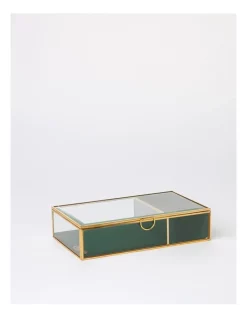Best deal 👍 Design Studio Glass Jewellery Box In Gold And Green ✔️