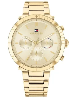 Top 10 ⌛ Tommy Hilfiger Multi Function Gold Steel ⌚ Watch 38mm 🥰