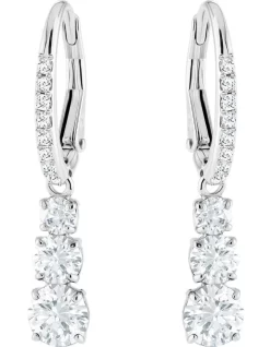 Discount 🛒 Swarovski Attract Trilogy Round Pierced Silver Huggie Earrings 😀