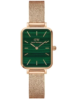 Best Sale 👍 Daniel Wellington Quadro Pressed Melrose 26mm Rose Gold/Green Stainless Steel Mesh ⌚ Watch 🥰