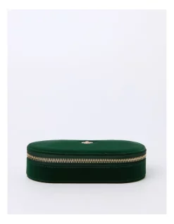 Cheapest 🧨 Design Studio Oval Zip Around Jewellery Box In Velvet Green ⭐