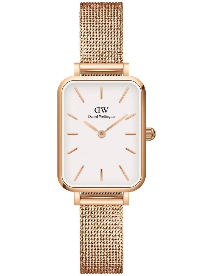 Cheap π Daniel Wellington Quadro Pressed Melrose 26mm Rose Gold/White Stainless Steel Mesh β Watch π