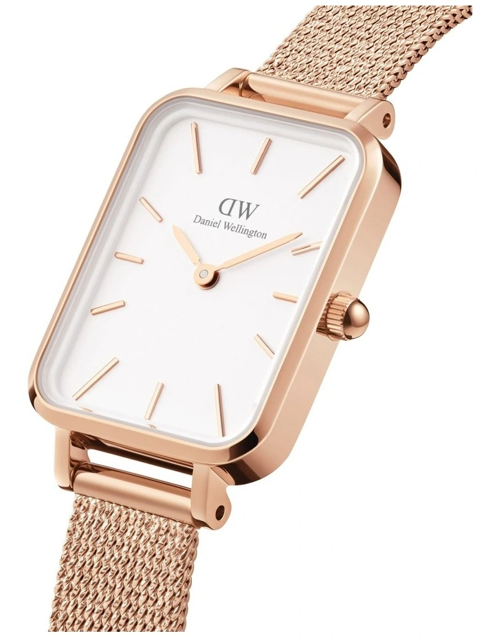 Cheap π Daniel Wellington Quadro Pressed Melrose 26mm Rose Gold/White Stainless Steel Mesh β Watch π - Image 3