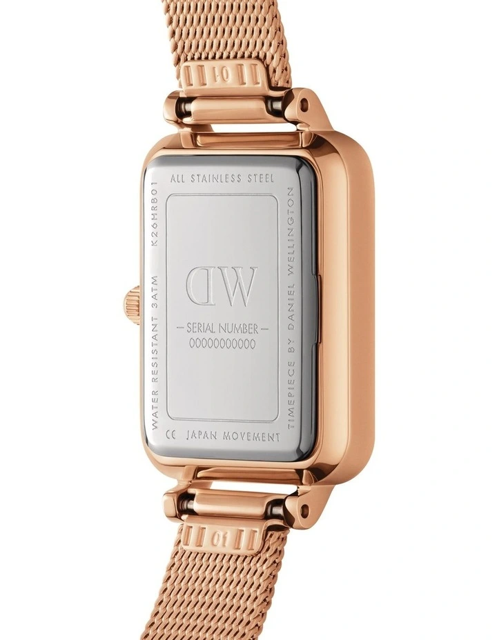 Cheap π Daniel Wellington Quadro Pressed Melrose 26mm Rose Gold/White Stainless Steel Mesh β Watch π - Image 4