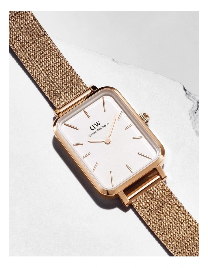 Cheap π Daniel Wellington Quadro Pressed Melrose 26mm Rose Gold/White Stainless Steel Mesh β Watch π - Image 5