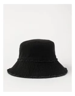 Best Pirce 😀 Piper Frayed Edge Black Bucket Hat 😉