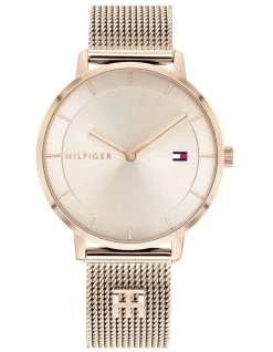 Best Sale 🎁 Tommy Hilfiger Tea Carnation Gold Mesh ⌚ Watch 1782287 🔔