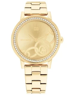 New ⭐ Tommy Hilfiger Maya Ionic Plated Steel Ladie's ⌚ Watch In Gold 🛒
