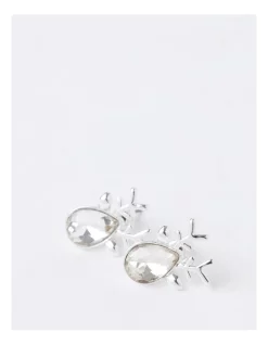 Discount ✨ Design Studio Reindeer Gem Stud Earring In Silver 🎉