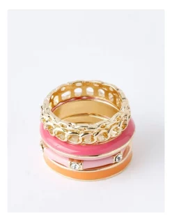 Buy 🔔 Piper Enamel/Diamante Ring 5 Pack In Multicolour 👏