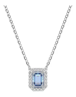 Outlet 💯 Swarovski Millenia Octagon Cut Rhodium Plated Blue Necklace 👍
