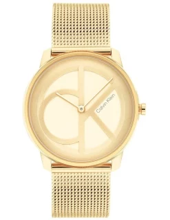 Deals 🥰 Calvin Klein Iconic Mesh 35mm Ionic Gold Plated ⌚ Watch 25200034 🛒