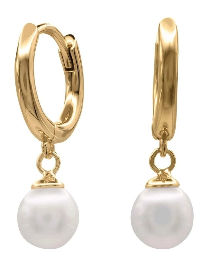 Best reviews of π Pure Elements Dainty Pearl Huggies In Gold π