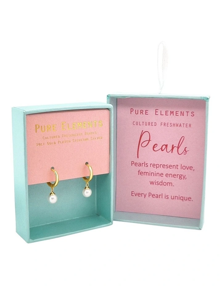 Best reviews of π Pure Elements Dainty Pearl Huggies In Gold π - Image 3