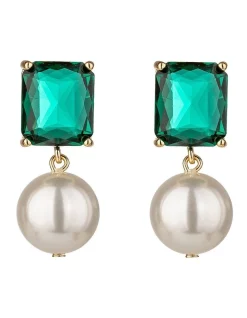 Deals 🌟 Gregory Ladner Emerald Cut Stone With Pearl Drop In Green ⌛