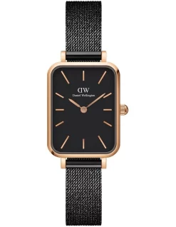 Outlet 💯 Daniel Wellington Quadro Pressed Ashfield 26mm Black/Rose Gold Stainless Steel Mesh ⌚ Watch 😉